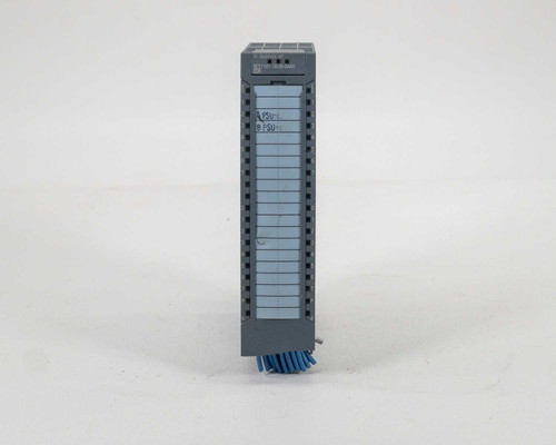 Siemens 6ES7521-1BL00-0AB0 S7-1500 digital input module – straight-on front view showing terminal label strips and status LEDs
