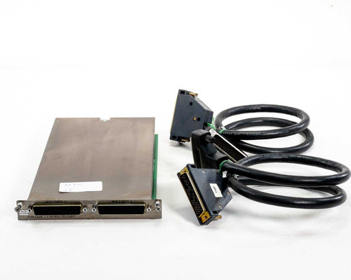 Keithley 3722 Dual 1x48 Multiplexer Card shown with two 78DM REV A D-sub cables — three-quarter front view