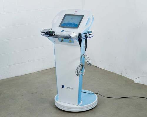 Lumenis NuEra Tight APMD130 – full unit front three-quarter view showing cart, touchscreen, and handset arms
