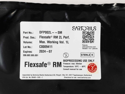 Sartorius DFP002L--SM Flexsafe® RM 2L Perfusion Bioreactor Bag Exp. July 2024