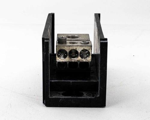 NSI AL-P1-K6 power distribution block – front face view showing three load-side set-screw terminal ports