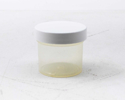 Parkway Plastics A0530200PPC 2oz 53mm clarified polypropylene jar with white screw-on lid, assembled view