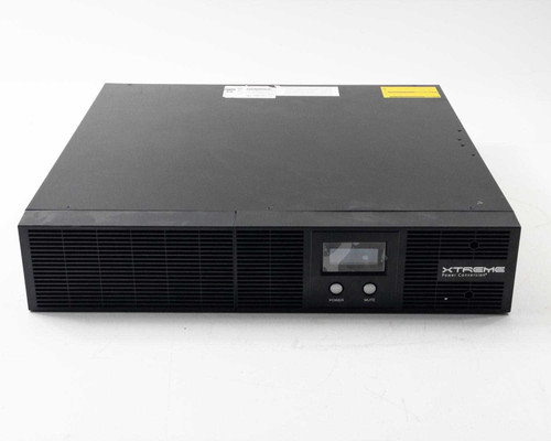 Xtreme Power Conversion V80-1kLi1 UPS – front panel straight-on view showing LCD display, Power and Mute buttons