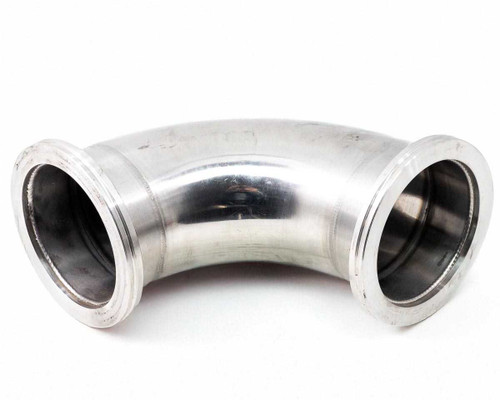 Stainless Steel 304 high vacuum 90-degree ISO-K elbow fitting — full top view showing both flanged ends