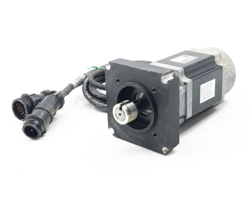 Allen-Bradley TLY-A230T-HJ62AN Kinetix AC Servo Motor front flange view with attached multi-pin cables
