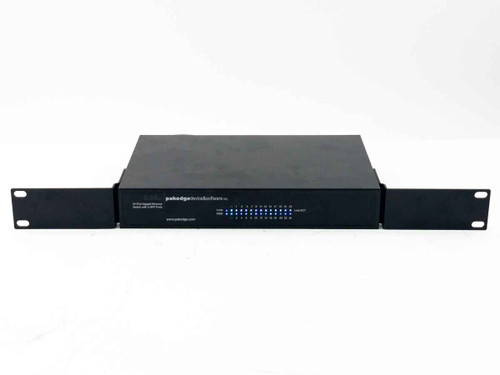 Pakedge S26e 24-Port Gigabit Switch – straight front panel view showing LED port status indicators and Pakedge branding on 1U chassis
