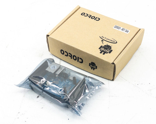 Hardkernel ODROID-MC1 Solo single board computer shown with original brown cardboard box and sealed antistatic bag