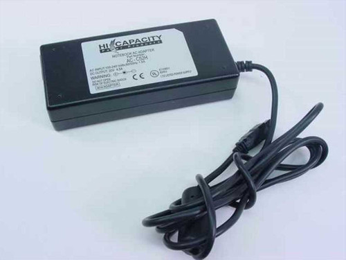 Hi Capacity AC-C52H Notebook AC Adapter top and label view with attached power cord