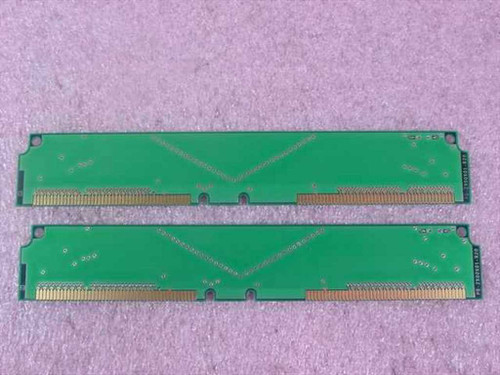 Dell PWR 9578D REV A02 RDRAM memory spacers — reverse side showing gold edge connector fingers and termination traces on both modules
