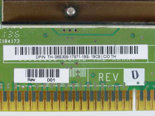 Dell TH-08E309 VRM label close-up showing DPN TH-08E309-17971-19S-19C9 and Rev D01 barcode