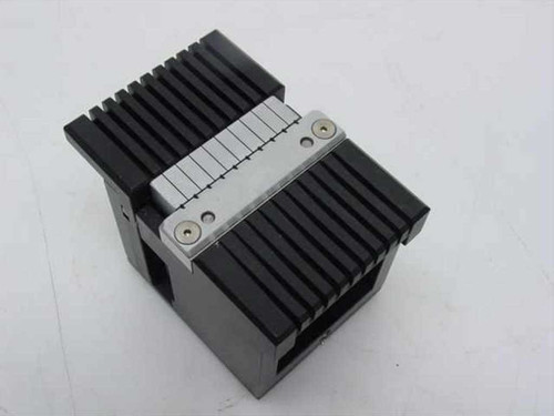 Advanced EDM Automation 583465 50% Slap Fixture – top and front view showing finned aluminum clamping jaw and black anodized body
