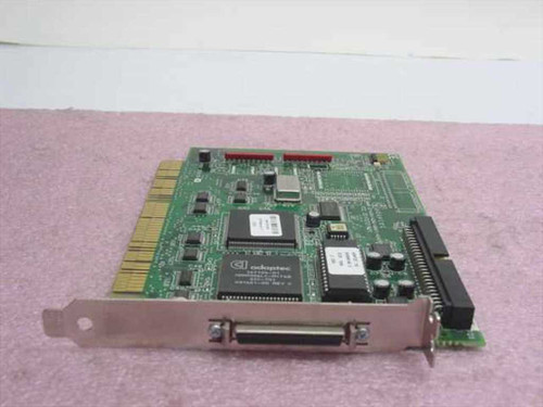 Adaptec AHA-2740A EISA Fast SCSI host adapter card – top-side angled view showing Adaptec controller chip and 50-pin Centronics external SCSI connector on bracket