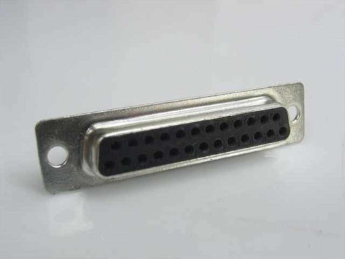 DB25 female D-SUB 25-pin panel mount connector — front face showing pin sockets in metal shell