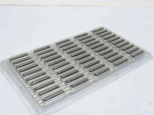 DB25 25-pin D-Sub male solder cup connectors in bulk tray — lot of approximately 50 units in clear plastic packaging