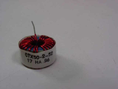 Eaton CTX50-2-52 Fixed Toroidal Inductor – side label view showing model number CTX50-2-52 and markings 17 HA 96 printed on white casing