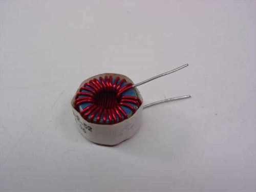 Eaton CTX50-2-52 Fixed Toroidal Inductor – top-angled view showing red enameled copper winding on ferrite toroid core with two through-hole leads
