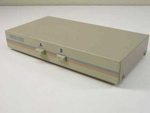 Data Spec DSM802 serial AB data switch box — top/front view showing A and B selector buttons with rainbow stripe detail