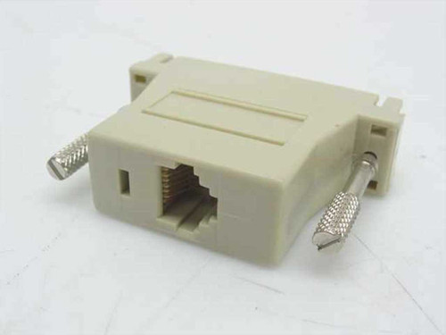 DB25 Male to RJ45 Female serial adapter — reverse side showing RJ45 8-pin female modular jack and thumbscrew retaining posts