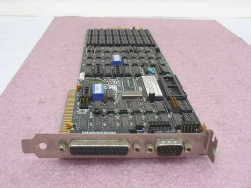 Everex E3E5UVEV 8-bit ISA controller card – front view showing bracket with two DB25 and one DB9 connector, full board populated with ICs and DIP chips