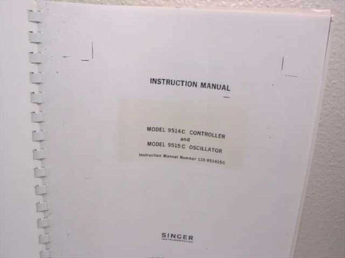 Singer Instrumentation Instruction Manual title page showing Model 9514C Controller and Model 9515C Oscillator, manual number 110-9514/5C, spiral-bound