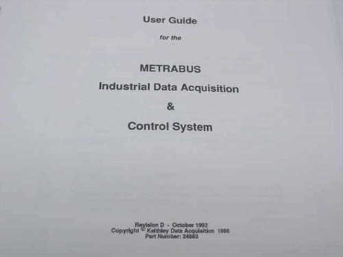 Keithley Metrabus Industrial Data Acquisition & Control System User Guide title page — Part Number 24883, Revision D, October 1992