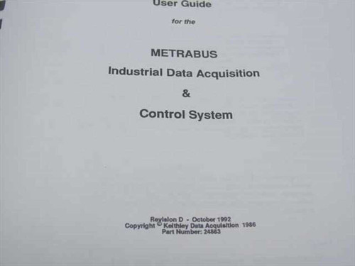 Keithley Metrabus 24883 User Guide title page showing Revision D October 1992 and Part Number 24883