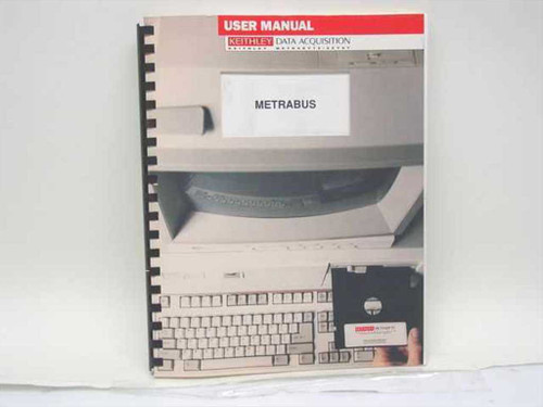 Keithley Metrabus User Guide front cover — spiral-bound manual with red USER MANUAL header and Keithley Data Acquisition branding