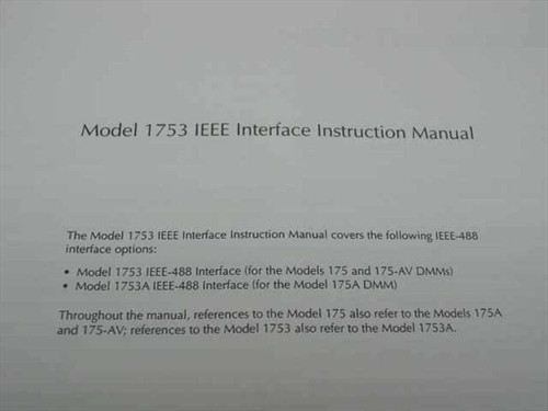 Keithley 1753-901-01 Rev. E IEEE Interface Instruction Manual – front cover