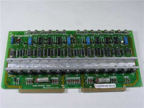 Dataproducts 260549-001 Wire Driver Finger Card PCB assembly top view showing full board layout with transistor array and edge connector
