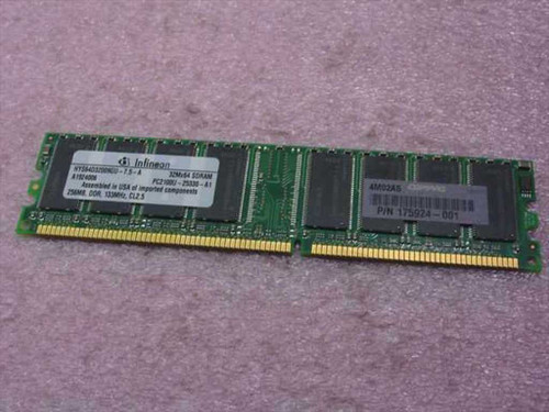Compaq 175924-001 256MB DDR PC2100 DIMM — front view showing Infineon label and Compaq P/N sticker