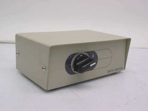 Unbranded 2-way DB25 manual AB data transfer switch — front panel view showing rotary selector knob with A/B positions and DATA SWITCH label