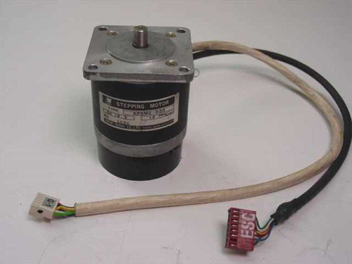 Japan Servo KP6M2-020 stepping motor front view showing label, lead wires, and red and white connectors