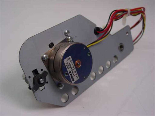 Airpax S42M048S98 bipolar stepper motor mounted on aluminum plate with gear train and wire harness — side angle view