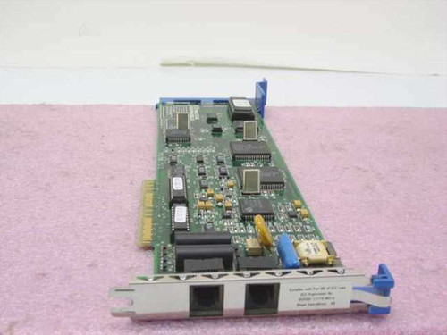 Practical Peripherals PM2400 PS/2 Microchannel internal modem card — angled top view showing PCB components and dual RJ-11 bracket ports