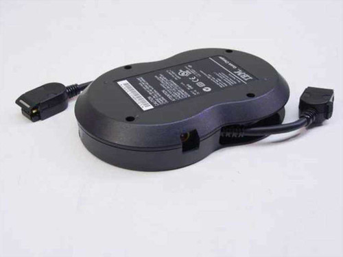 IBM 02K6719 ThinkPad Quick Battery Charger – angled bottom view showing label and dual proprietary connectors