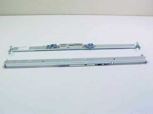 HP 252525-001 slide rails and mounting bracket components laid out on a flat surface