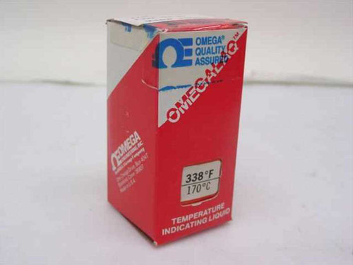 Omega OmegaLaq LAQ-0338 Temperature Indicating Liquid 170C 338F – front of original red and white box with Omega Quality Assured logo