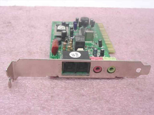 Encore ENF656-PCI-MOPR 56K PCI modem card – front bracket view showing RJ-11 phone jack and 3.5mm audio ports
