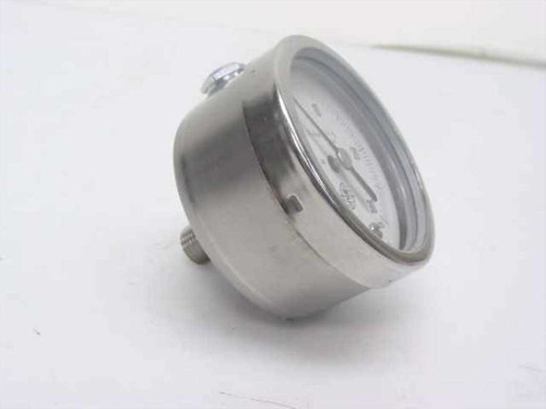 McDaniel Controls 2-inch stainless steel pressure gauge, angled front-side view showing SS case and dial face