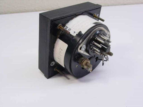 Varian 110641 wattmeter rear and side view showing meter movement mechanism, multi-pin terminal connections, and mounting hardware studs