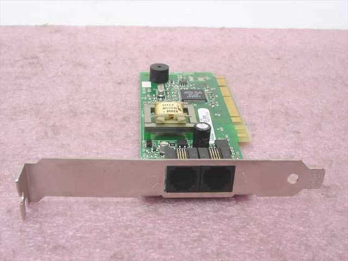 HP 5185-0414 56K V.90 PCI internal modem – front angled view showing RJ-11 port bracket and green PCB