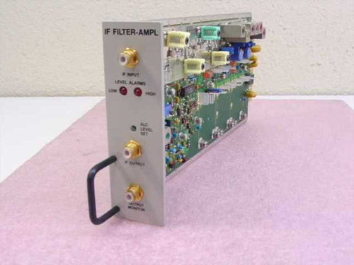 Scientific Atlanta 286426 30MHz IF Filter Amplifier plug-in module — front panel and PCB assembly, three-quarter view showing SMA connectors and board components