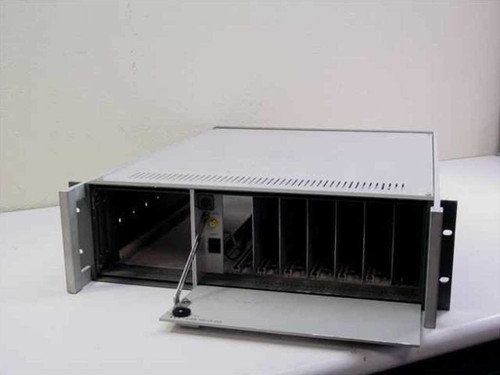 Scientific Atlanta 7550 Video Exciter – three-quarter rear view with door open showing internal card cage and cooling fan