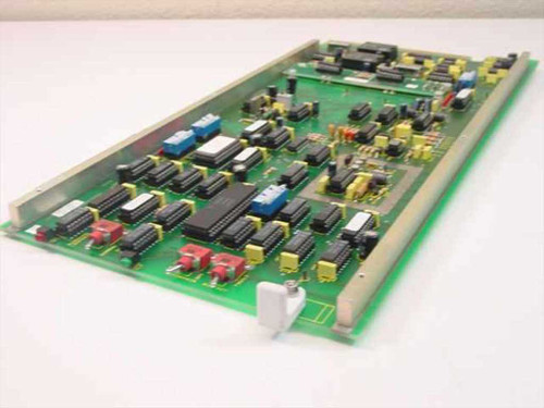 Fairchild 980813-000 Rev 8 Multi-Rate Sequential Coder PCB card – angled top view showing component side with ICs, transformers, and DIP switches