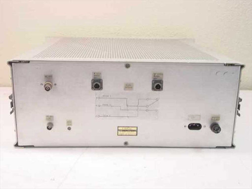 3dbm Inc 70FMO FM Command Modulator — rear panel view showing BNC connectors, circular alarm relay connectors, IEC AC inlet, and hand-drawn wiring diagram