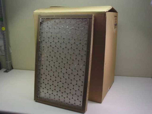 Air Handler 1W102 16x25x2 disposable air filter leaning against its open shipping box on a workbench