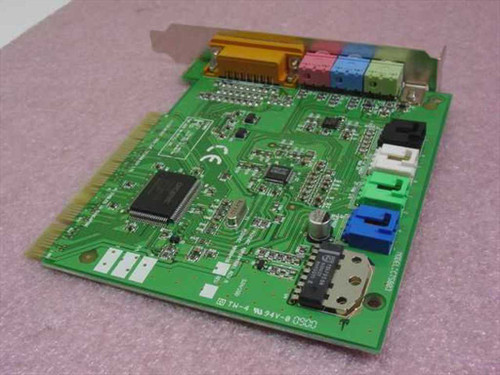 Creative Labs CT5803 PCI sound card reverse angle showing main board components and color-coded audio connectors