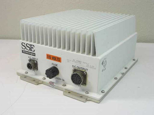 SSE Technologies 310-038336-120B M3 DC Power Supply front panel showing AC INPUT connector P1, FUSE holder, and DC OUTPUT connector J1 with 115 VOLTS label
