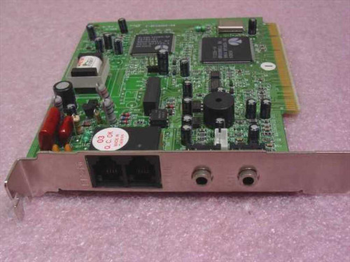 Rockwell V1456VQH-R3 HCF PCI modem card front view showing RJ-11 ports and 3.5mm audio jacks on bracket