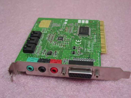Creative Labs CT5803 PCI sound card front bracket side showing line out, line in, mic in jacks and DB-15 game port